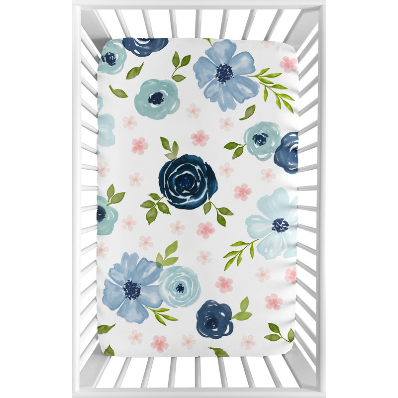 Blue floral crib bedding best sale